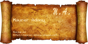Maurer Adony névjegykártya